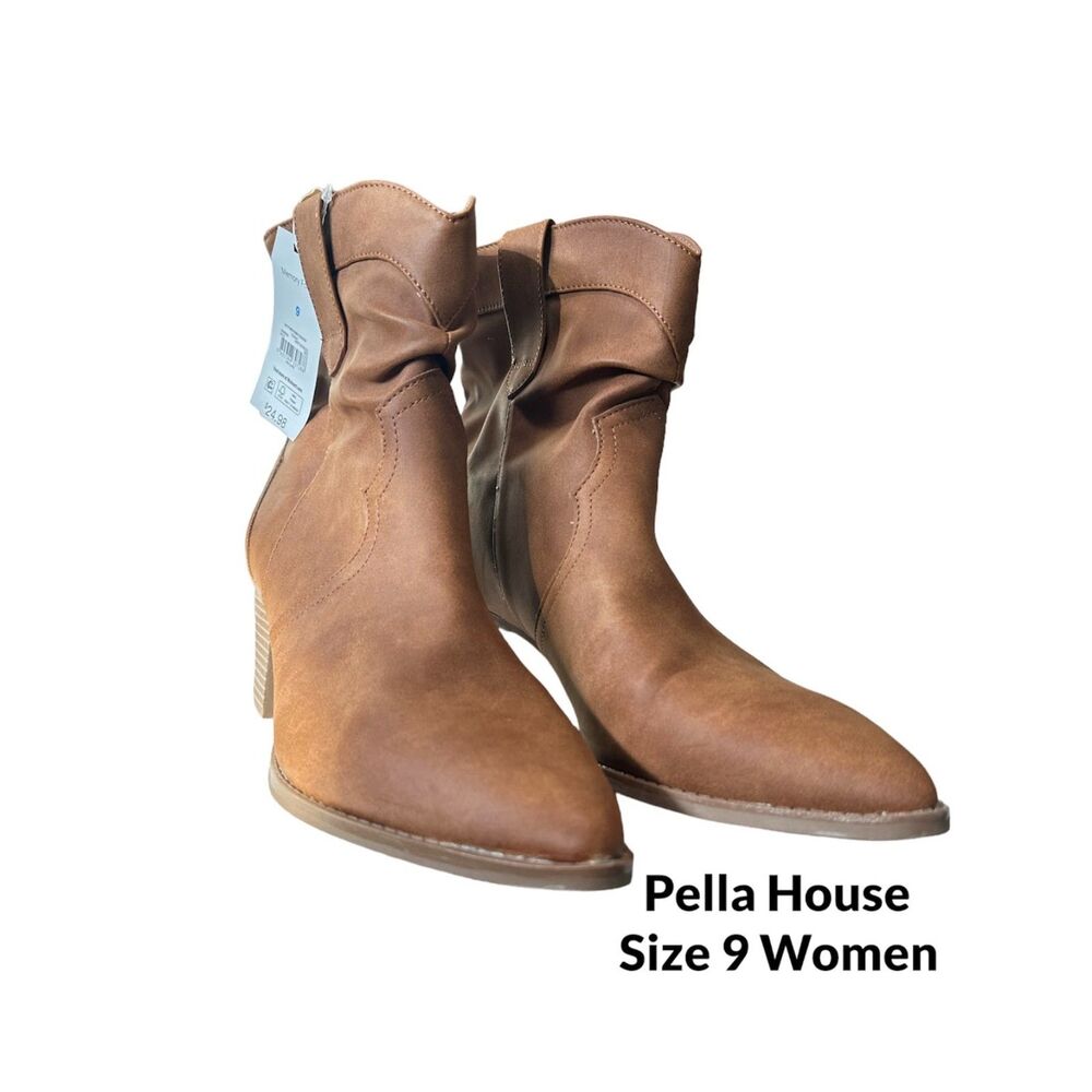 Slouch Time Tru Western Boots and Women's Size Ankle NEW Brown Heel Cognac